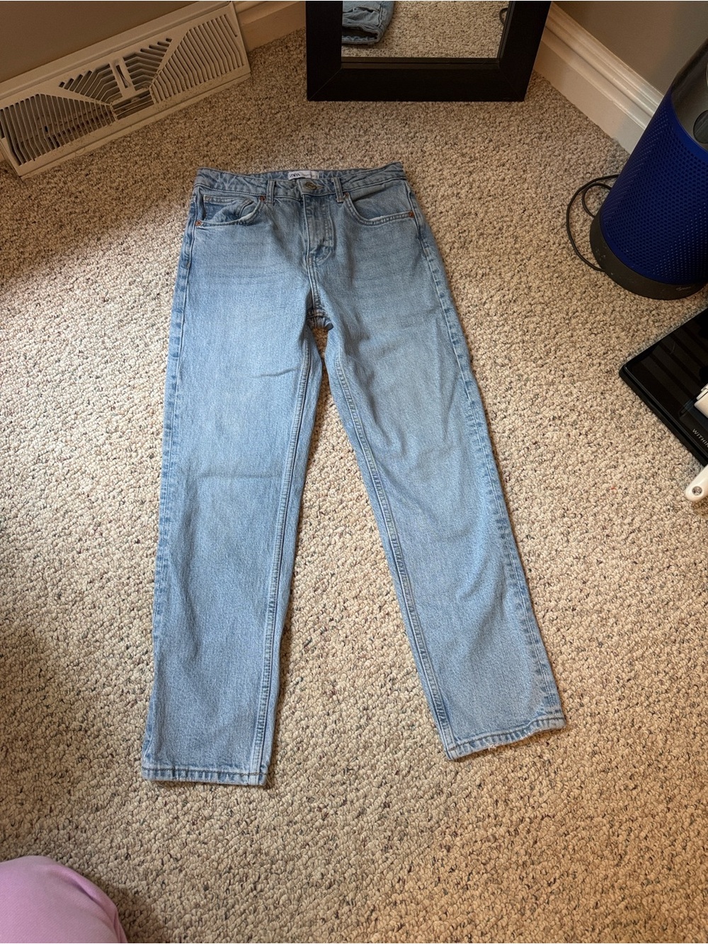 Zara Light Blue Women's Straight-Leg Jeans